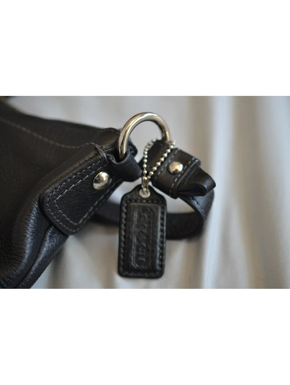 Coach Penelope F19045 Black Pebbled Leather Hobo Shoulder Bag Turnlock